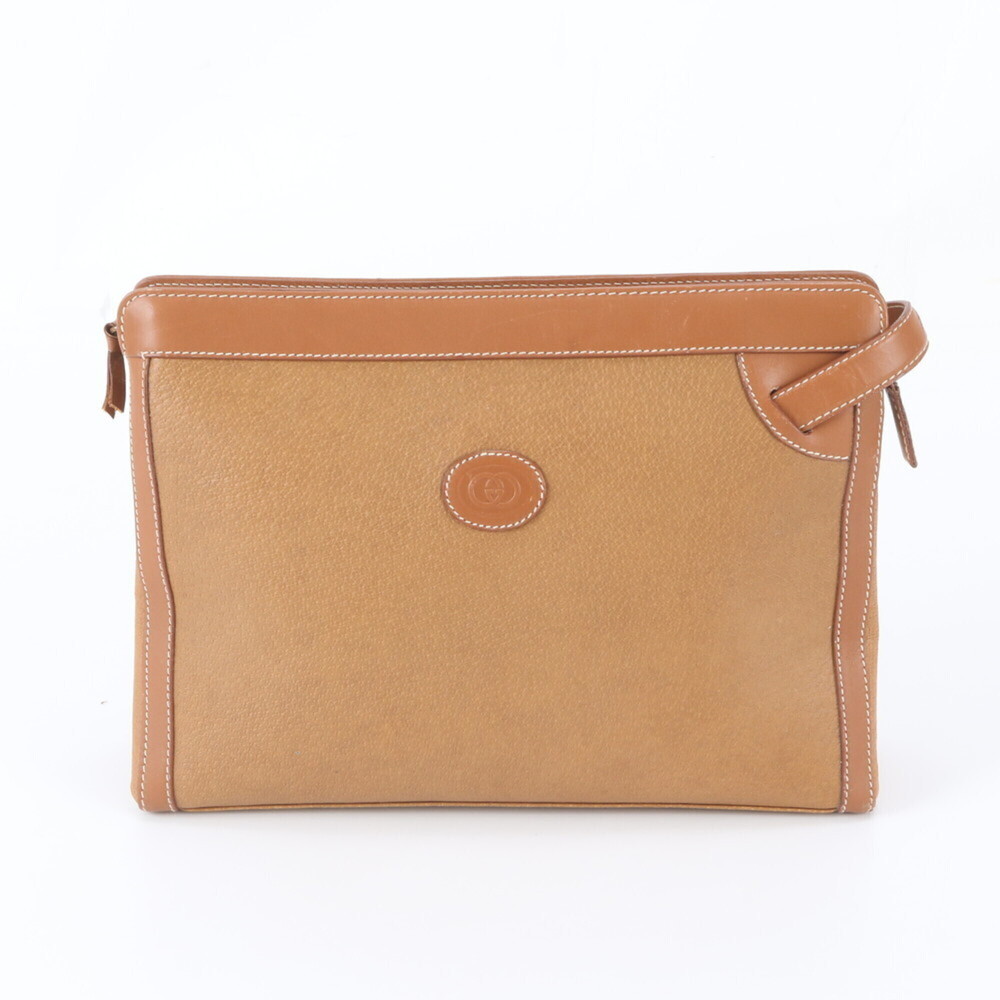 Gucci 006 72 0069 Leather Second Bag Clutch Pouch Brown Brand Men's